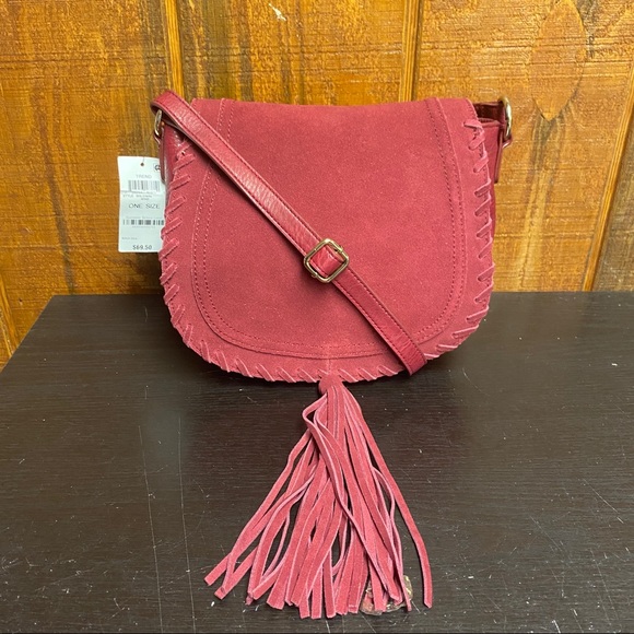 INC Willow Saddle Tassel Bag Wine - Picture 4 of 8